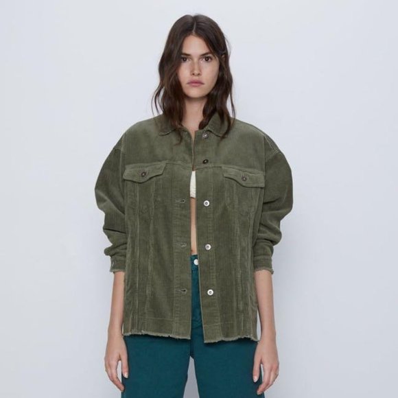 Frayed Green Corduroy Jacket - Picture 3 of 4